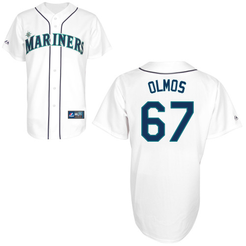 edgar Olmos #67 Youth Baseball Jersey-Seattle Mariners Authentic Home White Cool Base MLB Jersey